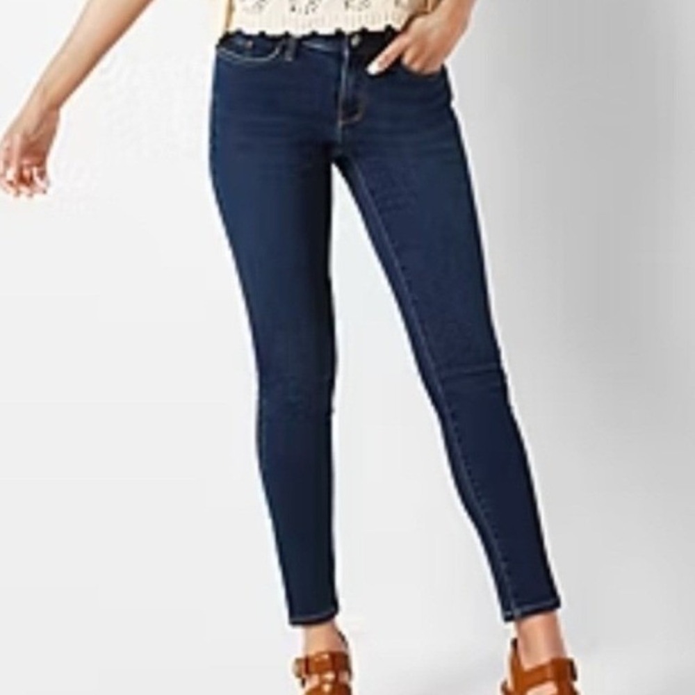 ANA Women's Skinny Jeans Dark Indigo Blue Stretch Denim Size L